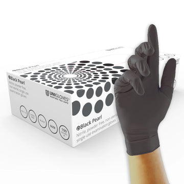 Unigloves Pearl Nitrile Gloves Black- Pack of 100