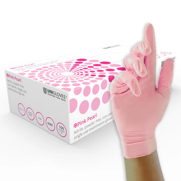 Copy of Unigloves Pearl Nitrile Gloves Baby Pink- Pack of 100